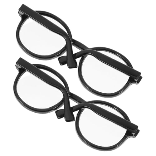 HOODANCOS 2 Stück Mini Brille für Puppen Schwarze Rahmen mit Transparenten Gläsern Passend für Baumwollpuppen Modische Puppenbrille als Zubehör für Anziehpuppen und Spielspaß von HOODANCOS
