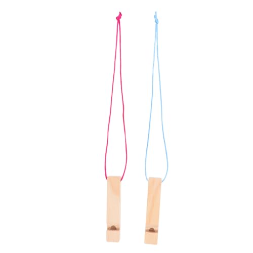 HOODANCOS 2 Stück Mini Holzpfeife für Diy Musikinstrument mit Buntem Design für Partys Spiele und Musikalische Entdeckung Sichere und Robuste Konstruktion mit Trageseil von HOODANCOS