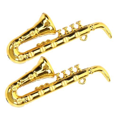 HOODANCOS 2 Stück Mini Saxophon Miniaturpuppe Retro Realistische Instrumente Requisite Kleine Mini Musikinstrument Dekoration Mini Musikinstrument Modelle Mini Instrument von HOODANCOS