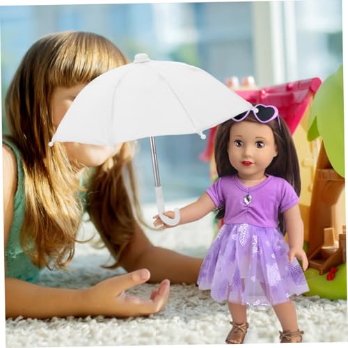HOODANCOS 2 Stück Miniatur Puppenhaus Regenschirm Detailgetreuer Mini Schirm Weiß Dekoratives Puppenhaus Zubehör Realistische Puppen Accessoires für Mädchenpuppen von HOODANCOS