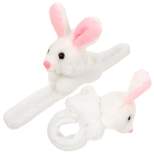 HOODANCOS 2 Stück Plüsch Hase Slap Bracelet Kuscheltier Handgelenkspielzeug für Kindergeburtstag Partygeschenke und Mitgebsel für Bastelprojekte und Kostüme von HOODANCOS
