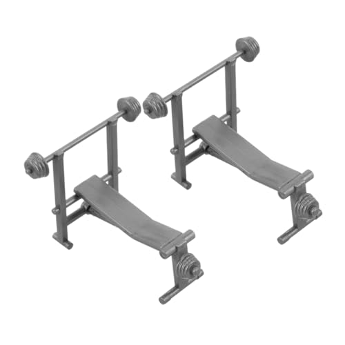 HOODANCOS 2 Stück Realistisches Gym Zubehör für Puppenhaus Mini Hantel und Gewichtsbänke für Kreative Dekoration und DIY Projekte von HOODANCOS