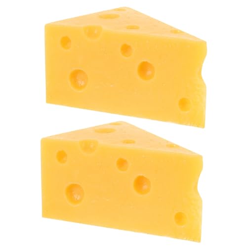 HOODANCOS 2 Stück Simulierte Käse Modelle Dreieckige Dekorationen Miniatur Lebensmittel Attraktive Deko für Zuhause Bäckerei Fotografie und DIY Geschenkideen für Käseliebhaber von HOODANCOS