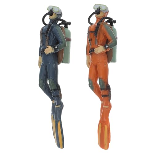 HOODANCOS 2 Stück Simulierte Taucher Statue Miniatur Modell für Aquarien Schwimmende Dekoration Unterwasser Taucher Figuren Robuste und Sichere Deko für Fischbehälter von HOODANCOS