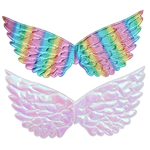 HOODANCOS 2 Stück Teiliges Engel Flügel Kostüm Fantastische Performance Requisiten für Partys Karneval und Cosplay Leichte Farbenfrohe Flügel für Mädchen und Jungen von HOODANCOS