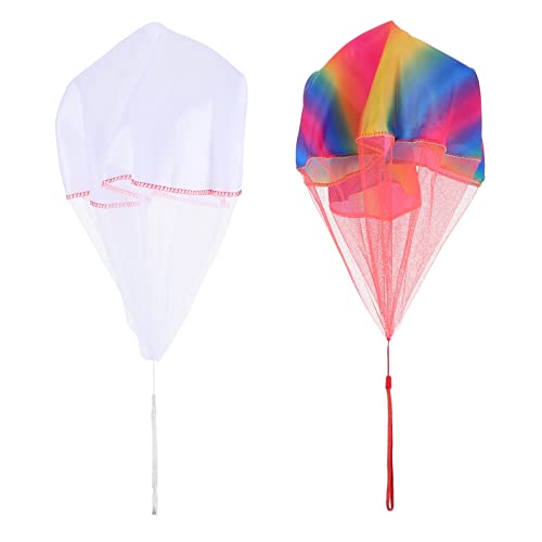 HOODANCOS 2 Stück Teiliges Fallschirmspielzeug mit Schnur Outdoor Flugspielzeug für Geburtstagsfeiern und Spiel im Freien Leicht Robust für Kleine von HOODANCOS