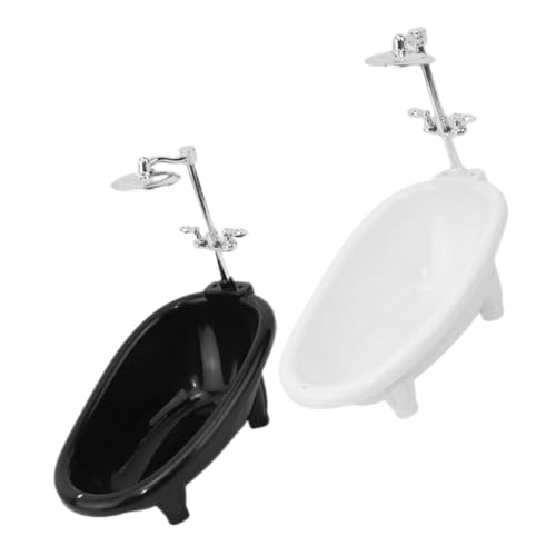 HOODANCOS 2 Stück Teiliges Puppenhaus Badewannen Set Miniatur Badewanne Puppenzubehör für Badezimmer Dekoration Realistische Simulation Multifunktional für Rollenspiel von HOODANCOS