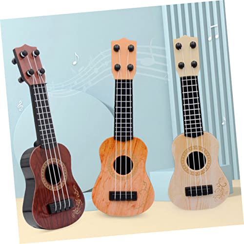 HOODANCOS 2 Stück Teiliges Ukulele Gitarre aus Sicherem Kunststoff Frühe Musikalische Früherziehung Praktische Lerninstrumente Gelb und Braun von HOODANCOS