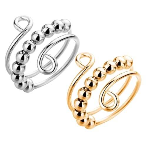 HOODANCOS 2 Stück Tragbare Verschleißfeste Fidget Ringe aus Metall Dekorative Stress und Angst Ringe zum Drehen Teiliges in Gold und Silber Modisches Accessoire gegen Nervosität HOODANCOS 2 Stück Tragbare Verschleißfeste Fidget Ringe aus Metall Dekorative Stress und Angst Ringe zum Drehen Teiliges in Gold und Silber Modisches Accessoire gegen Nervosität von HOODANCOS