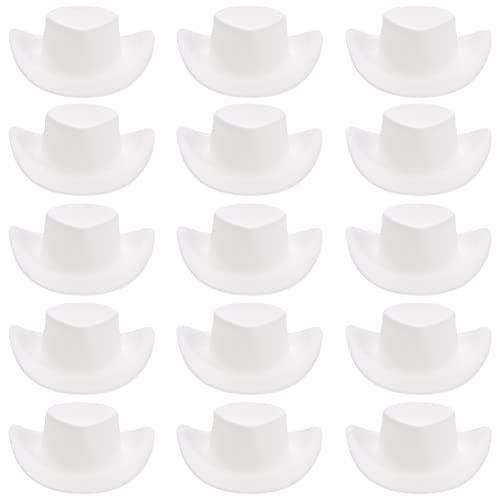 HOODANCOS 20 Stück Mini Cowboyhüte aus Kunststoff Winzige Hüte für Puppen Bastelarbeiten und Partydekoration Langlebig und Wiederverwendbar für DIY Projekte von HOODANCOS