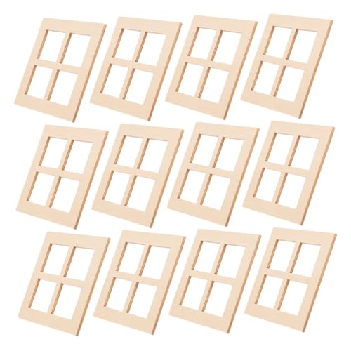 HOODANCOS 20 Stück Teiliges Miniatur Holzfensterrahmen Unbemalte DIY Puppenhaus Fenster Wiederverwendbare Leichte Mini Fenster für Haus Deko Bastelprojekte Puppenhaus Möbel Zubehör von HOODANCOS