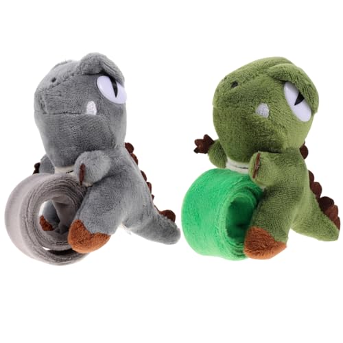 HOODANCOS 2Stücke Dinosaurier Slap Armband Plüsch Cartoon Armbänder für Geburtstag Party Zubehör Sichere und Langlebige Slap Bänder mit Tierdruck von HOODANCOS