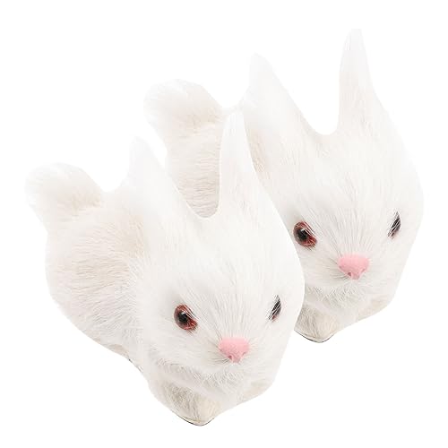 HOODANCOS 2Stücke Realistische Plüschkaninchen Figuren Furry Rabbit Dekoration für Kreative Wohnraumgestaltung für Freunde von HOODANCOS
