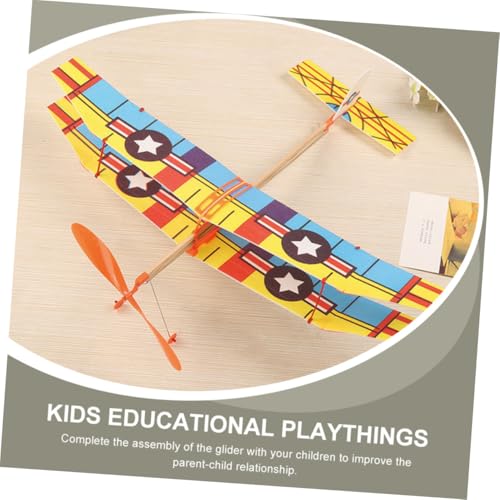 HOODANCOS 3 Stück Teiliges Flugzeug DIY Bausatz aus Schaumstoff Gummiband Mechanismus Segelflugzeug Modell für Drinnen und Draußen Fördert Geschicklichkeit und Gemeinsames von HOODANCOS
