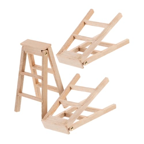 HOODANCOS 3 Stücke Fischgräten Leiter Modell Möbel Miniatur Puppenhaus Kit Puppenhaus Puppen Familie Beige Holz von HOODANCOS