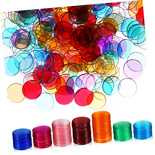 HOODANCOS 300 Stück Bingo Chips Transparente Bunte Kunststoffmarkierer für Bingo Spiele Zählspiele und Spielzubehör Langlebig Runde Chips ohne Scharfe Kanten für Verschiedene von HOODANCOS
