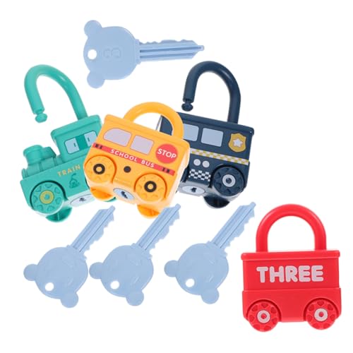 HOODANCOS 4 Satz Montessori Lernspielzeug Teiliges Schloss mit Zahlen Alphabet Schlüssel zum Sortieren und Zählen Motorische Kreatives Lernspielzeug für Vorschulkinder von HOODANCOS
