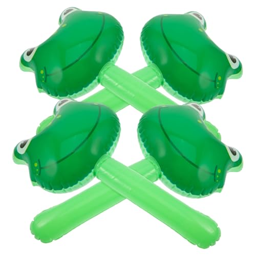 HOODANCOS 4 Stück Aufblasbare Frosch Hämmer mit Geräusch Kinderfreundliches Cartoon für Geburtstagsfeiern Tierballon Sticks und Koordination von HOODANCOS