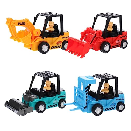 HOODANCOS 4 Stück Baufahrzeug Spielzeugauto Spielzeugbagger Lkws Kinderspielzeug Für Drinnen Und Draußen Kinderspielzeug Für Draußen Kinderspielzeug Für Draußen Bunter Kunststoff von HOODANCOS