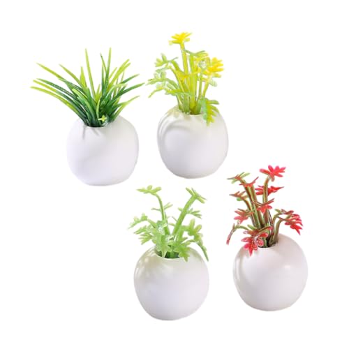 HOODANCOS 4 Stück Miniatur Bonsai Pflanzen Teiliges Künstliche Pflanzen für Puppenhaus Dekoration Realistische Topfpflanzen für Mini und Heim Dekorationen von HOODANCOS