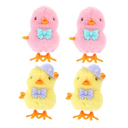 HOODANCOS 4 Stück Teiliges Aufzieh Küken für Plüsch Küken mit Hut und Krawatte als Füller für Ostern und Geburtstagsgeschenke von HOODANCOS