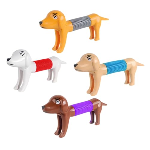 HOODANCOS 4 Stück Teiliges Dehnbares Hundespielzeug Pop Tube Lustiges Wiederverwendbares Stressabbau mit Cartoon Design Vielseitig für Interaktives und Mentale Entspannung von HOODANCOS