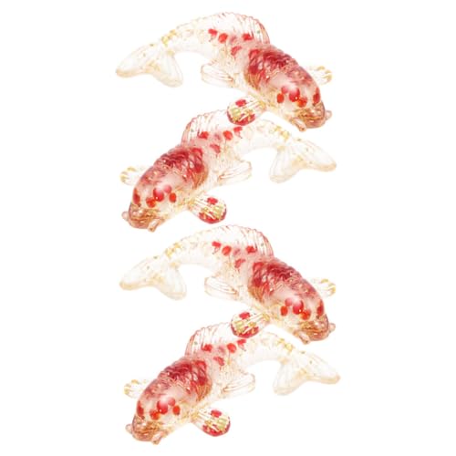 HOODANCOS 4 Stück Teiliges Kleine Kristall Koi Fisch Figuren aus Weißem mit Glas und Goldfolie Dekorative Tischornamente Natürliche Glücksbringer für Wohn und Arbeitsräume von HOODANCOS