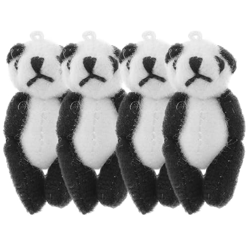 HOODANCOS 4 Stück Teiliges Mini Panda Plüschtier Kuschelige Panda Figuren aus Hochwertigem Material Dekorieren von Kleidung und Taschen von HOODANCOS