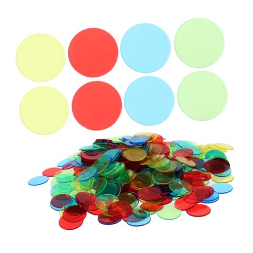 HOODANCOS 400 Stück Bunte Transparente Bingo Chips Spielmarker Kunststoffspielsteine für Bingo Kartenspiele Farben Gemischt für Unterricht und Freizeitspaß von HOODANCOS