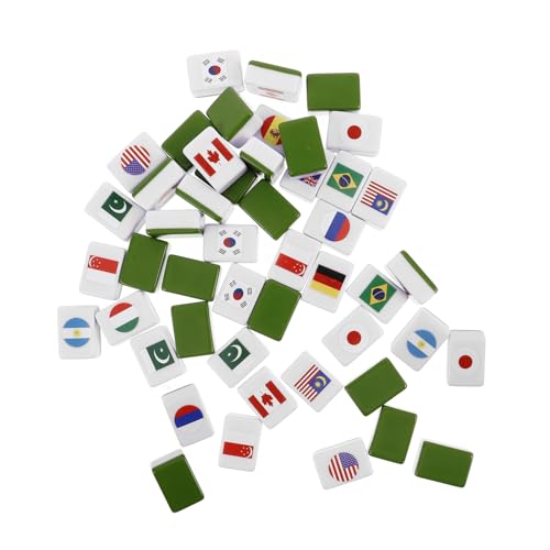 HOODANCOS 48 Stück Flag Pattern Mahjong Set für Erwachsene und Spaßige Spielblöcke für Partys und Familienunterhaltung Einfache Regeln und Abwechslungsreiche Spielmodi von HOODANCOS