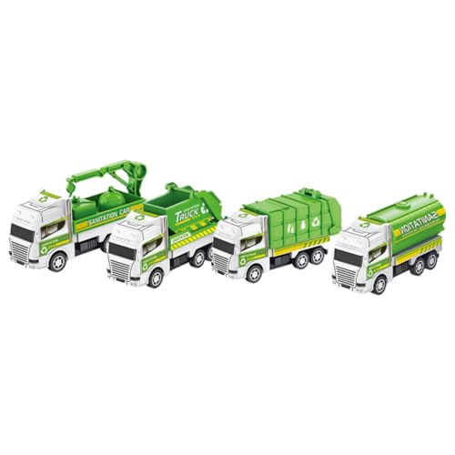 HOODANCOS 4Stücke Teiliges Müllwagen Spielzeugset für Reibungsantrieb Langlebiges Plastik Verschiedene Designs Perfektes für Jungen und Mädchen Ab Jahren von HOODANCOS