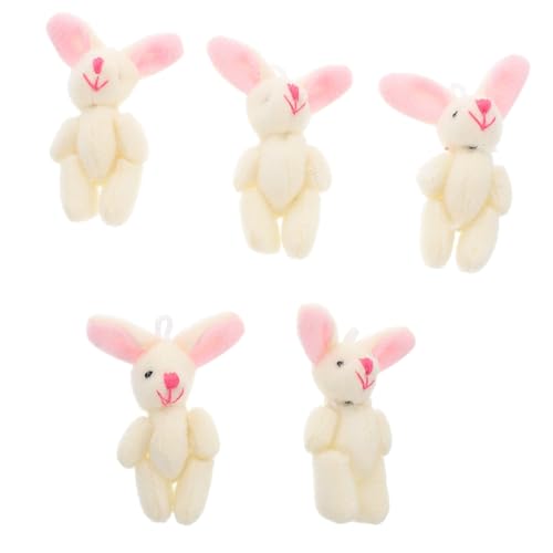 HOODANCOS 5 Stück Mini Kaninchen Figuren Teiliges Weiches Plüschspielzeug für Dekoration Kinderfreundliche Bewegliche Häschen für Zuhause Büro und Kinderzimmer Süßes für Partys von HOODANCOS