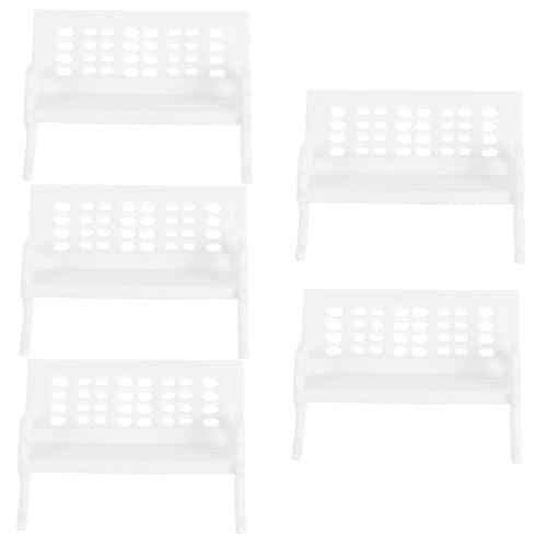 HOODANCOS 5 Stück Teiliges Miniatur Puppenbankstuhl Kunststoff Kleine Puppenhausstühle Leicht Tragbar Elegantes Minimalistisches Design für Kreative Tisch Landschaftsdekorationen von HOODANCOS