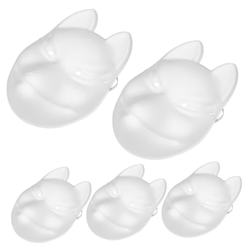 HOODANCOS 5 Stück Teiliges Weiße Papiermasken zum Bemalen DIY Fuchs Tiermaske Sichere Papiermaske für Halloween Karneval Geburtstags und Schulfeiern Kreative Bastelidee von HOODANCOS