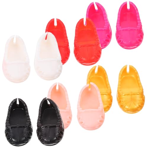HOODANCOS 6 Paare Puppenschuhe Miniatur für Puppen Farben Flache Schuhe Niedlich Spielzeughaus Dekoration Bekleidungszubehör für Mädchen von HOODANCOS