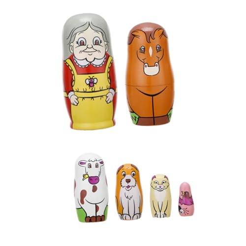 HOODANCOS 6 Stück Holz Matryoshka Puppen Kreative Nistpuppen für Farbige Handgefertigte Holzspielzeuge als Deko und für Mädchen von HOODANCOS