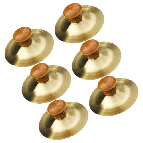 HOODANCOS 6 Stück Kleine Marschbecken aus Metall mit Holzgriffen Fingerzimbeln für Bauchtanz Frühe Erziehung und Schulunterricht für Erwachsene HOODANCOS 6 Stück Kleine Marschbecken aus Metall mit Holzgriffen Fingerzimbeln für Bauchtanz Frühe Erziehung und Schulunterricht für Erwachsene von HOODANCOS