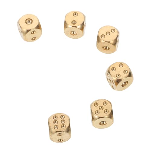 HOODANCOS 6 Stück Messing Würfel Spiel Requisiten Solide Metallwürfel Kleine Spielfiguren für Bar Restaurant Tischspiele von HOODANCOS