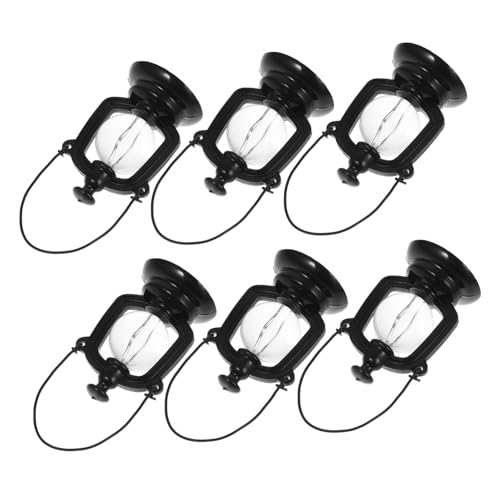 HOODANCOS 6 Stück Miniatur Kerosene Lampe Vintage Deko für Puppenhaus Retro Öl Lampe als Requisite für DIY Landschaft und Handwerk Schwarz Miniaturdetails von HOODANCOS