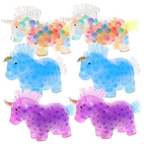 HOODANCOS 6 Stück Teiliges Einhorn Quetschspielzeug TPR Stressbälle für Sensorische Entspannungsspielzeuge Lustige Fidget Spielzeuge Lebhaften Farben für Zuhause und Büro Zufällige Farbe von HOODANCOS