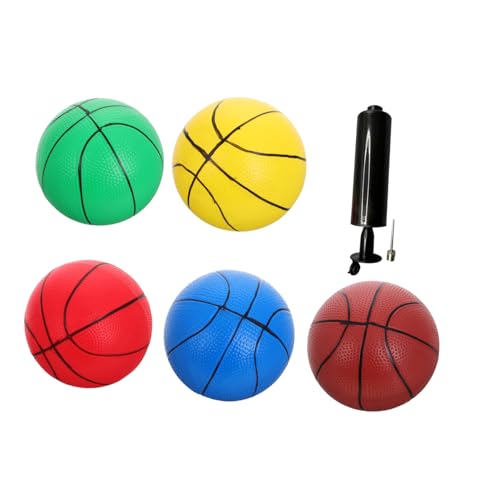 HOODANCOS 6 Stück Teiliges Mini Basketball Set für Weiche Bälle mit Pumpe Farbenfrohe Kleine Basketbälle Sicher für Drinnen Fördert Teamspiel und Koordination als Party Favor von HOODANCOS