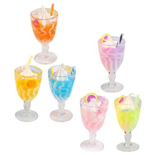 HOODANCOS 6Stücke Mini Eisbecher für Puppenhäuser Künstliche Hochglänzende Gläser Langlebige und Leicht zu Reinigende Puppenhaus Requisiten für Szenen Vielseitig Einsetzbar von HOODANCOS