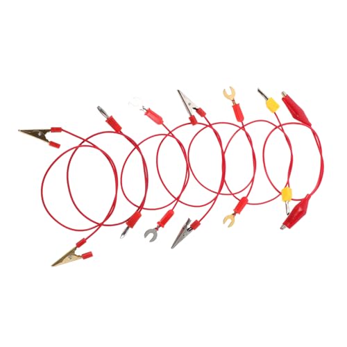 HOODANCOS 7 Teiliges Experimentierkabel Verbindungsset Für Physik Experimentiergeräte Messleitungen Mit Krokodilklemmen Zubehör Für Elektronische Experimentierkabel Experimente Rotes von HOODANCOS