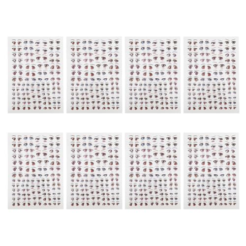 HOODANCOS 8 Blatt Selbstklebende Augen Decals für Tonpuppen Bunte Bastelaccessoires zur Gestaltung von Puppengesichtern von HOODANCOS