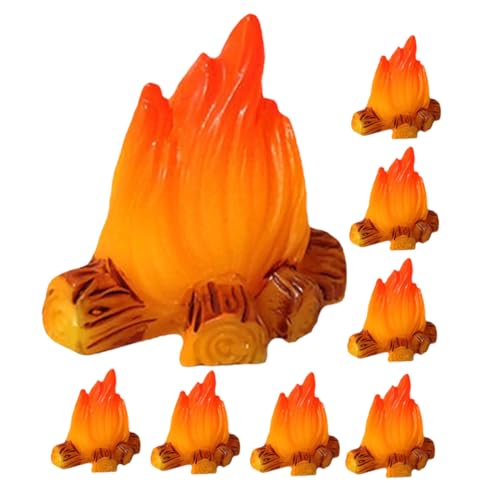 HOODANCOS 8 Stück Miniatur Campfire Kunstharz Modelle für Puppenhäuser Realistische Dekoration für Weihnachtsfeiern und Themenpartys für Kreative Szenen und Fantasievolles Spiel von HOODANCOS