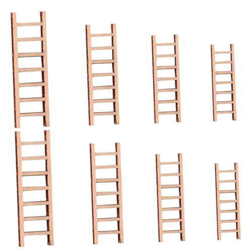 HOODANCOS 8 Stück Miniatur Holzleiter Mini Holzleitern für Puppenhaus Garten Deko Zubehör für Mikro Landschaften und DIY Projekte Robuste Natürliche Gestaltung von HOODANCOS