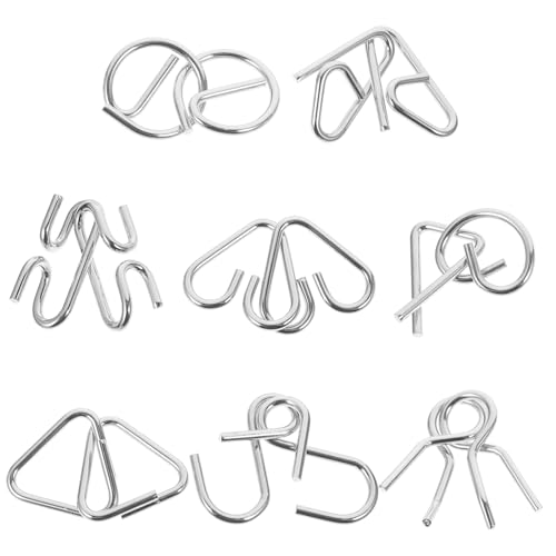 HOODANCOS 8 Stück Teiliges Set von Traditionellen Gehirnspiel Puzzles Metallspielzeug für Fördert Kreativität und Logisches für Unterwegs Geschicklichkeitsspiel von HOODANCOS