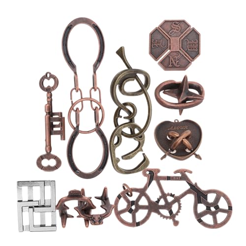 HOODANCOS 9 Stück Teiliges Metall Gehirn Puzzle Luban Schloss Intelligentes Denkspiel Für Erwachsene Geduldsspiel Finger Stressabbau Logikspiel Familienspaß von HOODANCOS