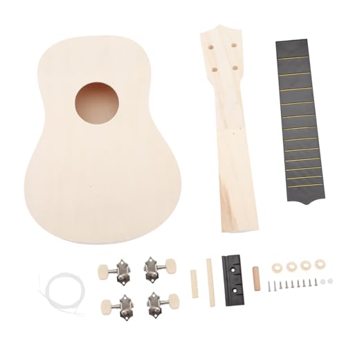 HOODANCOS DIY Ukulele Bausatz Rundloch Handgemachtes Instrumenten Material für Junge Mädchen Selbstmontage Holz Gitarrenbau Kit von HOODANCOS