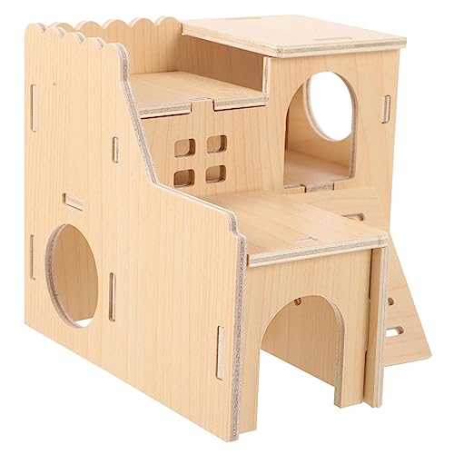 HOODANCOS Doppelstöckiges Hamsterhaus aus Hochwertigem Hütte für Hamster und Meerschweinchen zum Klettern und Nagen Sicheres und Komfortables Nest für Ihr Haustier von HOODANCOS